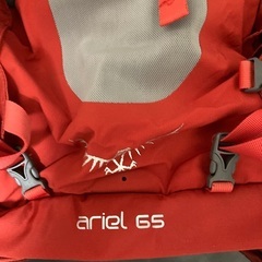 オスプレイ登山バックパック赤65ℓの画像