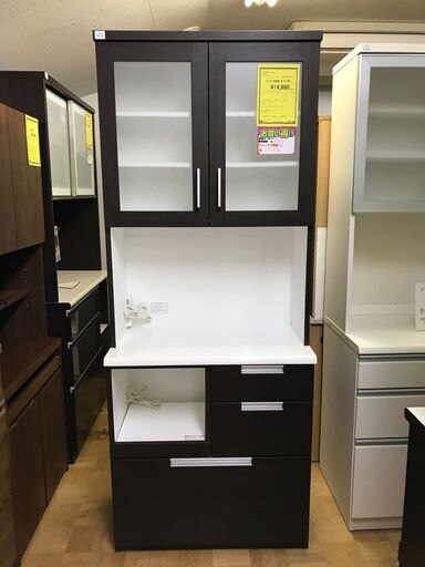 【FU362】★ニトリ 食器棚 ダリア80（ブラウン）