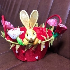 美品　ウサギの小物入れ　カゴ　ギフトに