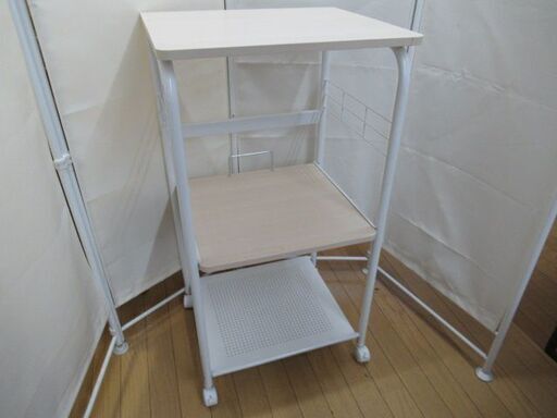 レンジ台/レンジラック/キッチン収納/キャスター付き/スライド棚/中古品/J5005/