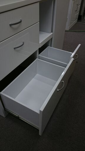 （2023.3.19お買い上げありがとうございます）2面レンジボード 　食器棚　キッチン収納　コンセント付　白　　上下分割可　高く買取