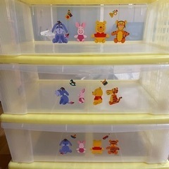 3段クリアケース プーさん キャスター付き