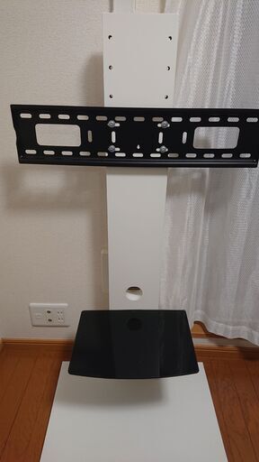 テレビスタンド esupply EEX-TVS008（壁寄せ・自立・ロータイプ・高さ調整・汎用・ホワイト・32・37・40・42・43・47・50・52・55型対応）