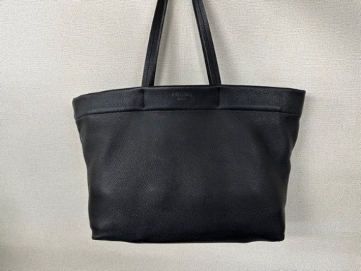 ※3/9昼までの出品 プラダ メンズ トートバッグ ブラック ポーチ付 レザー 大容量