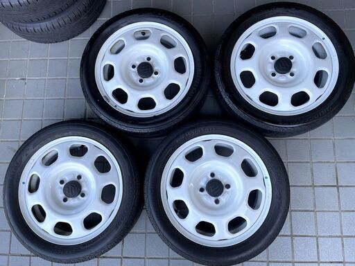 美品★軽自動車用タイヤセット★ホワイト★165/55R15　5分山