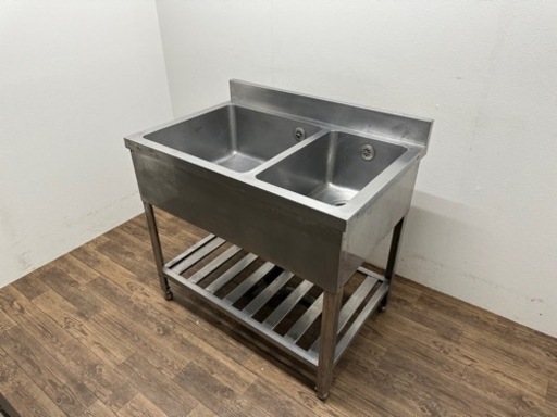 業務用　ステンレス　２槽シンク流し台　店舗　飲食店　厨房　W９００ｘＤ６００ＸＨ８００ｍｍ