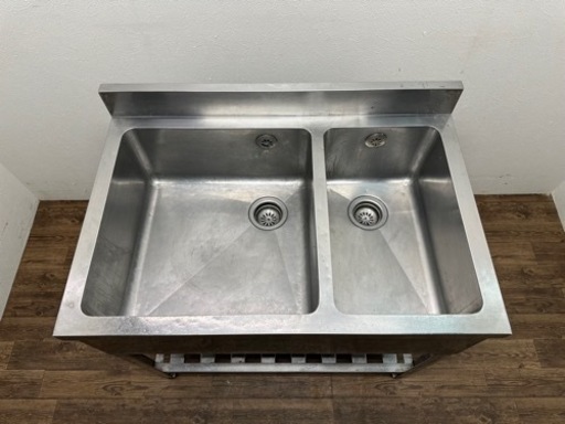 業務用　ステンレス　２槽シンク流し台　店舗　飲食店　厨房　W９００ｘＤ６００ＸＨ８００ｍｍ
