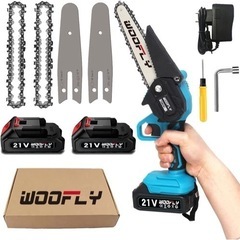 電動チェーンソー 充電式   6インチDIY 小型 21V バッテリー 2個付きの画像