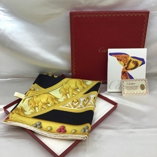 2000年製 カルティエシルクスカーフ  ゾウさん柄 美品
