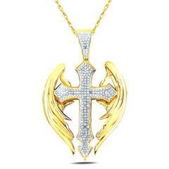 ▼J→→→M32-9番★天使の羽 黄金の十字架クロス ダイヤモンド ネックレスの画像