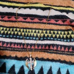 ▼J→→→M32-9番★天使の羽 黄金の十字架クロス ダイヤモンド ネックレスの画像