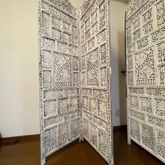 手彫り　アジアンパーテーション　