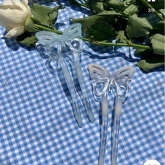 バタフライUピン　韓国系　原宿系　ホワイト　浴衣に