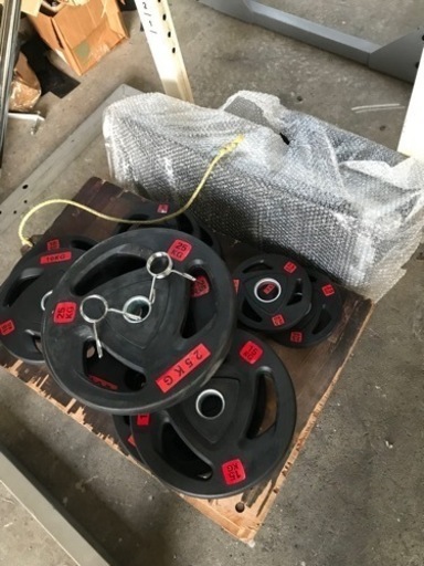 タフスタッフTPRパワーラック　ラバープレートベンチバーベルセット