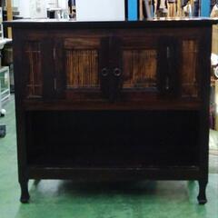 レトロ収納棚　天板ガラス　取り外し可　100×38×91