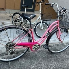 自転車　ショッキングピンク