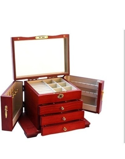 【新品】 ジュエリーボックス 無垢材 ロック付き 大容量 木製 プリンセス ジュエリーボックス 収納 ヴィンテージ 収納 コレクション ディスプレイ 飾り箱