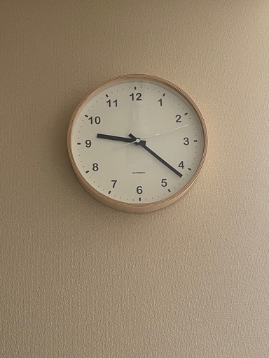 掛け時計 KATOMOKU plywood clock ナチュラル スイープ（連続秒針） km-33M φ252mm (クォーツ時計)