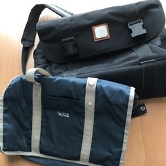 中学校のリュックとサブバッグの画像