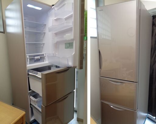 世田谷区近辺無料配送可能　美品　正常作動品　美品 HITACHI 日立 2019年製 大型冷凍冷蔵庫 R-S38JV 3ドア 右開き 375L 181㎝×60㎝