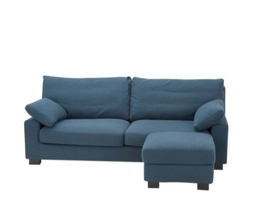 【美品】ソファ　2人掛け　オットマン　オットマン付き　ブルー