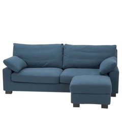 2人掛けソファ　オットマン付き　ブルー 美品】ソファ 2人掛け オットマン オットマン付き ブルー