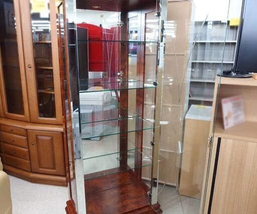 飾り棚 ガラスキャビネット ショーケース コレクションボード 幅77cm 4段   カップボード☆ 札幌市 北区 屯田 