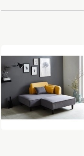 カウチソファ フード 2人掛け イエロー 組み換え可能 リモートワーク