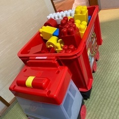 消防車×ブロックの画像