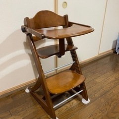 幼児用テーブル付きチェア　ベビーハイチェア　ブラウン