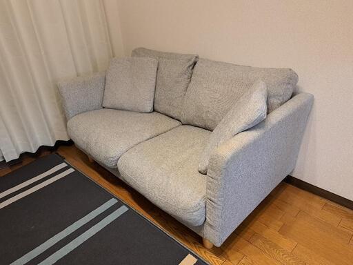 NITORIニトリ ソファ２人掛け グレー クッション付き