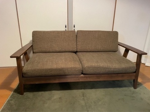 ACTUS ウッドフレーム ソファー カーキ グリーン