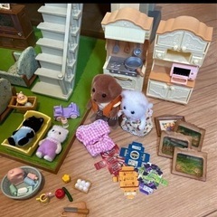 シルバニアファミリー　あかりの灯る大きなお家　家具＆人形セットの画像