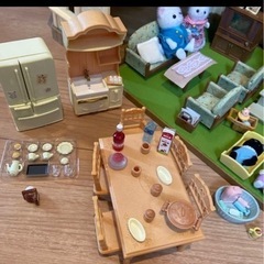 シルバニアファミリー　あかりの灯る大きなお家　家具＆人形セットの画像