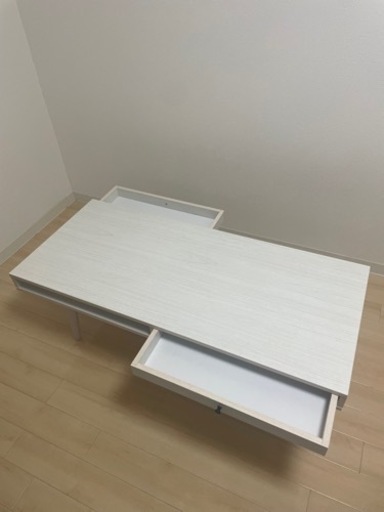 【良品】収納引き出し付きローテーブル(ホワイト)