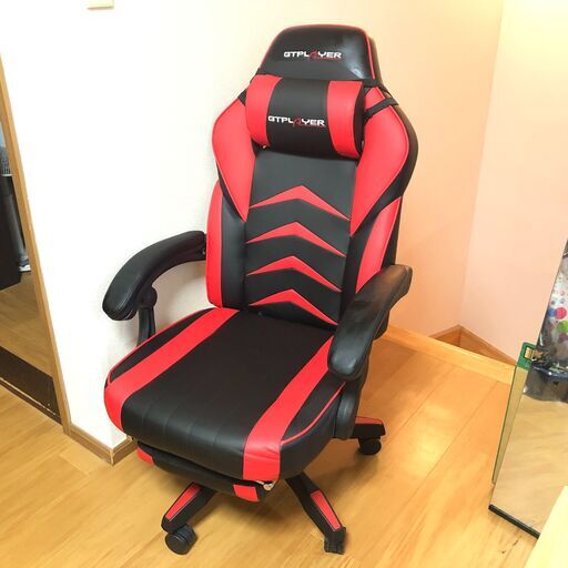GTPLAYER オットマン リクライニング付きゲーミングチェア F39-RED