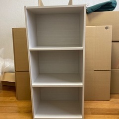取引中　3段ボックス（ホワイト木目）