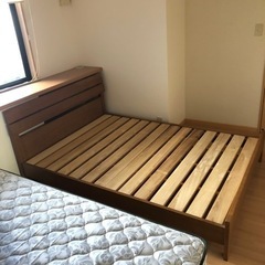 ☆受け渡し決まりました☆日本製　ベッドフレーム  ダブル　天然木　大川家具の画像