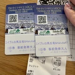 エイブル白馬五竜&Hakuba47 チケット2枚（実質9000円）値下げし