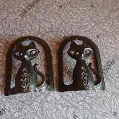 猫のブックストッパー 金属製