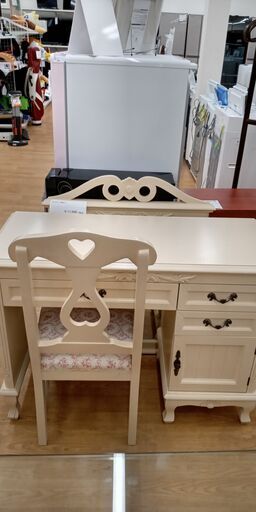 ★ジモティ割あり★  アンティーク調デスク アイボリーホワイト W98×D40×H73 クリーニング済み SJ1621