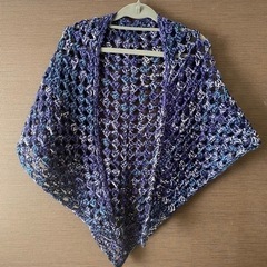 ハンドメイド 手編み 三角ショール ブランケット