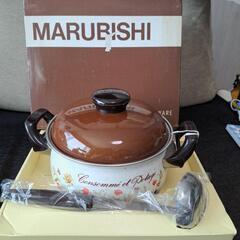 未使用 昭和レトロ マルビシ ホーロー鍋 