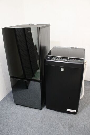 直配直取限定 高年式 ブラックミラーガラストップ 冷蔵庫154L/洗濯機5.5kg 家電2点セット 新生活 黒 マット 中古 店頭引取歓迎 R6955)