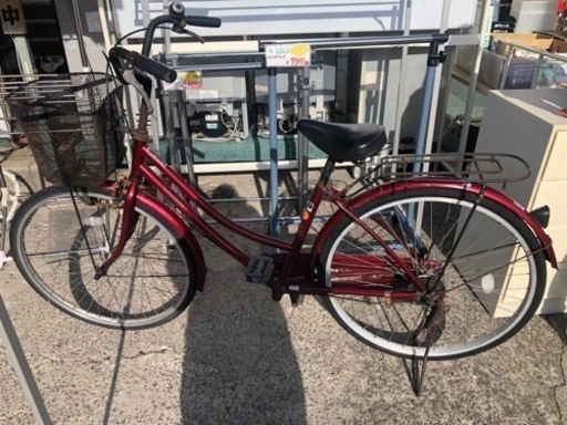 【リサイクルサービス八光　配達・設置OK】ワインレッド　26インチ自転車