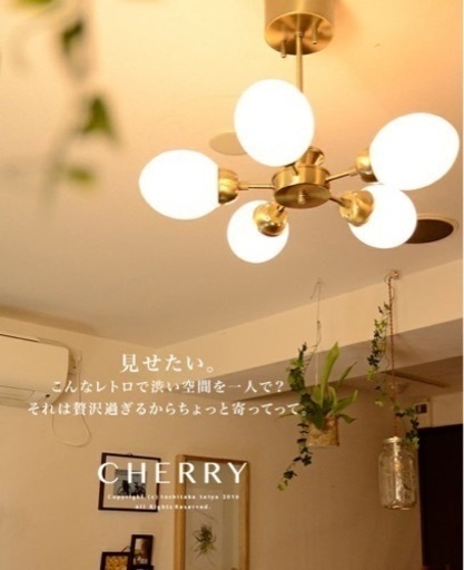 照明♦︎チェリー♦︎レトロ　アメリカン　シーリングライト　電球付