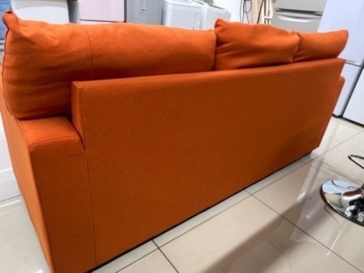 HJ337 【最終値下げ・今月中に処分】 3人掛けソファ オレンジ L字ソファ オットマン付き