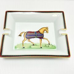 エルメス　ホース　アシュトレイ　トヒチ　東さ7-0512☆1F エルメス Hermès 灰皿 アッシュトレイ 馬 ホース柄 角型