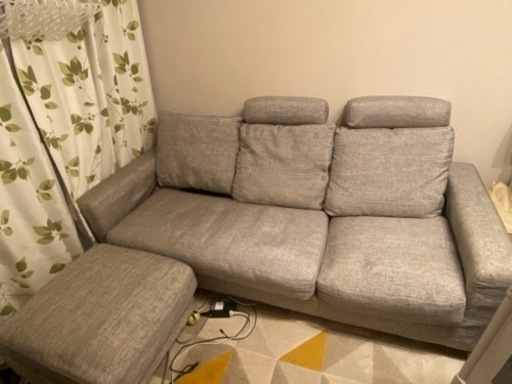 ニトリ、布張りカウチソファ、グレー