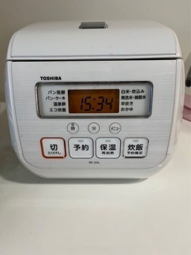 東芝　炊飯器　3合炊き　ホワイト